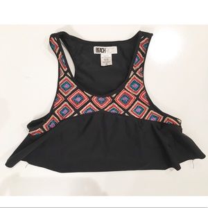 Beach Riot Aztec Print Ruffle Bathingsuit Swim Top